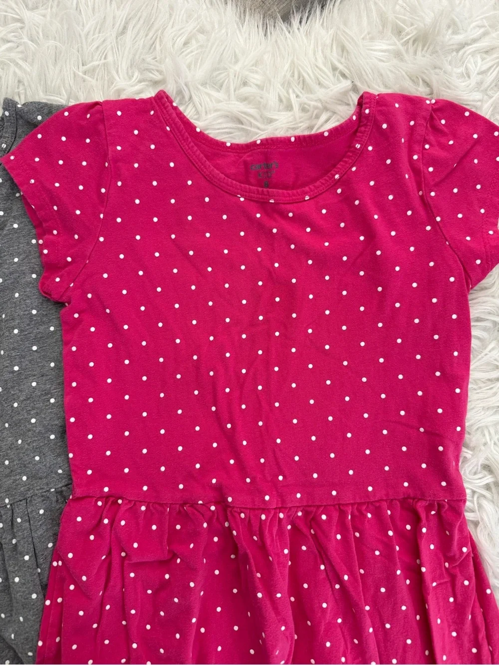 Carter's Polka Dot Knit Dresses in Coral, Gray & Fuchsia